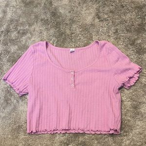Pink crop top, lettuce trim